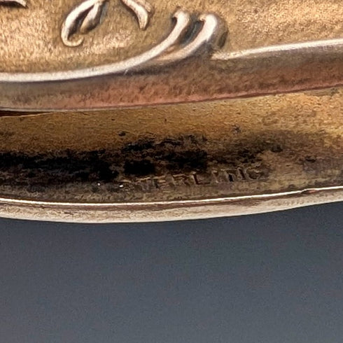 米国アンティーク 純銀製 ヴェルメイユ 細密装飾 携帯用折りたたみ式眼鏡 ロニエット