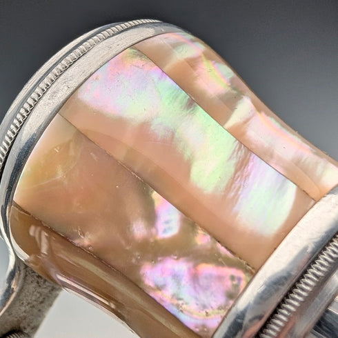 1900年頃 フレンチアンティーク 白蝶貝装飾 ハンドル付きオペラグラス 双眼鏡