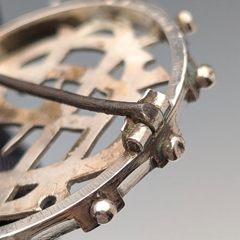 Antique sterling silver monogrammed round brooch