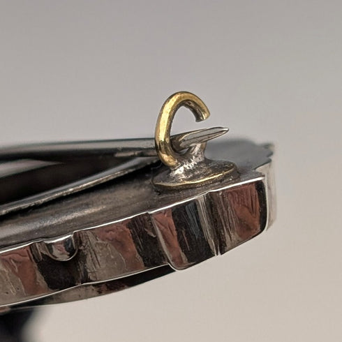 1880 British antique sterling silver finely engraved oval brooch by Alfred George Griffiths