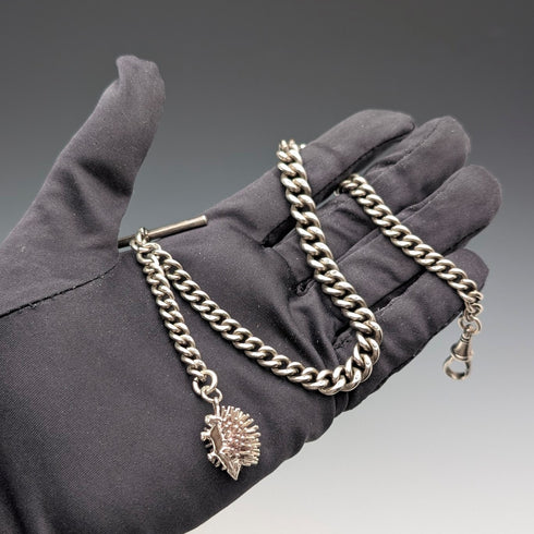 1912 年英國古董純銀阿爾伯特鏈 50g 刺猬錶鍊