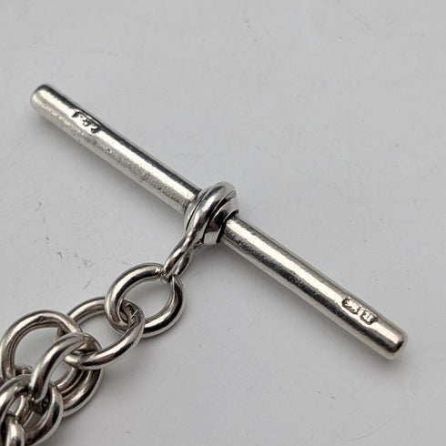 約 1900 年英國古董純銀阿爾伯特鏈 51g 馬勳章鏈