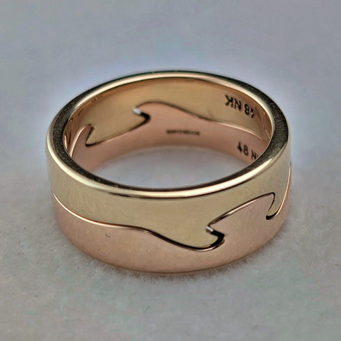 北欧Georg Jensen 2連フュージョン K18ゴールドリング 8.8g(9-10号) 指輪 ケース付