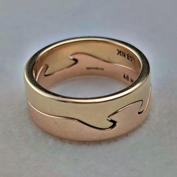 北欧Georg Jensen 2連フュージョン K18ゴールドリング 8.8g(9-10号) 指輪 ケース付