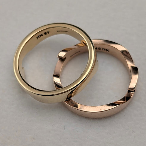 北欧Georg Jensen 2連フュージョン K18ゴールドリング 8.8g(9-10号) 指輪 ケース付