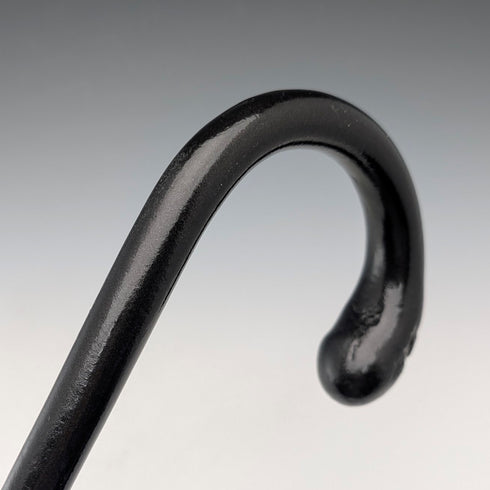 1929 British vintage black shaft curved handle pure silver decorated walking stick 85cm