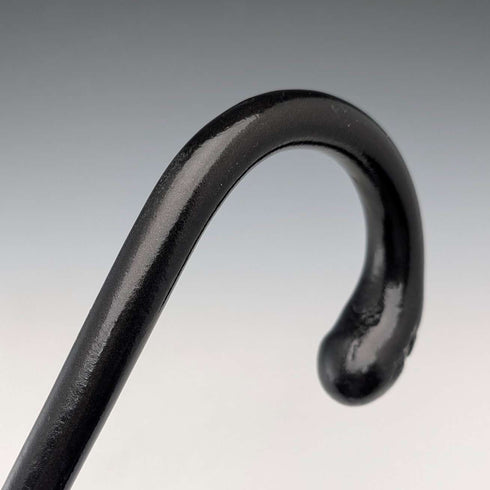 1929 British vintage black shaft curved handle pure silver decorated walking stick 85cm