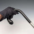 1929 British vintage black shaft curved handle pure silver decorated walking stick 85cm