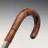 1934 British vintage tan shaft bent handle pure silver decorated walking stick 83cm