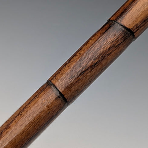 1934 British vintage tan shaft bent handle pure silver decorated walking stick 83cm