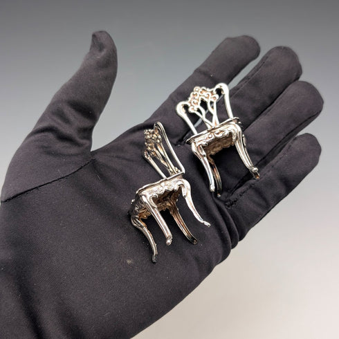 1975年 英国ヴィンテージ 純銀製 椅子ミニチュアペア 21g David Hollander&Son