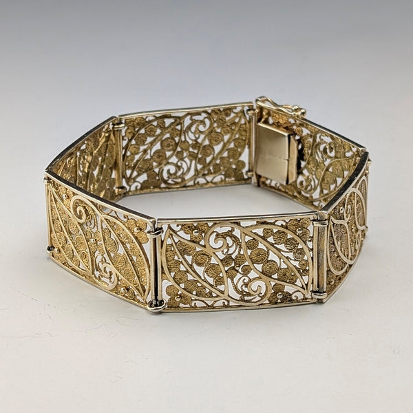 復古 835 銀鍍金花絲手鍊