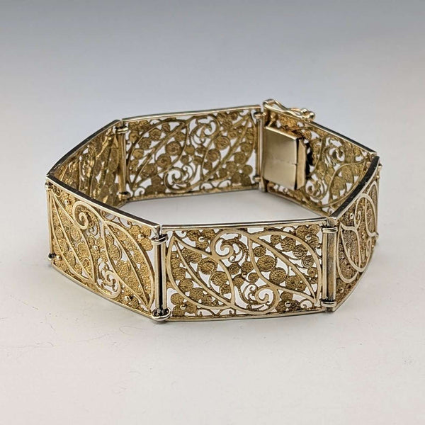 Vintage 835 Silver Gold Plated Filigree Bracelet