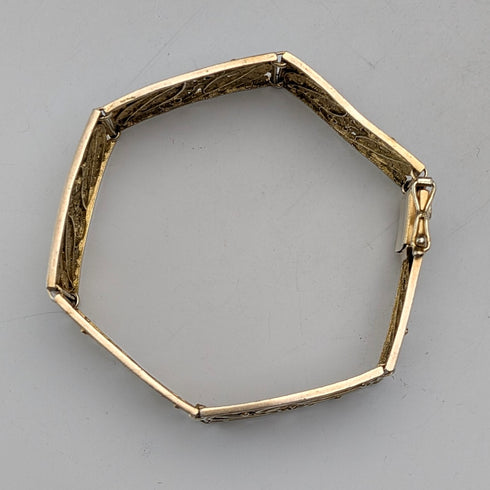 復古 835 銀鍍金花絲手鍊