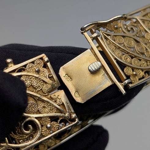 復古 835 銀鍍金花絲手鍊