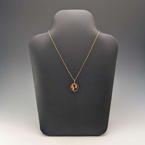 Vintage Rold Gold and Pink Coral Pendant Necklace