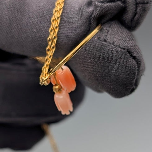 復古黃金和粉紅珊瑚吊墜項鍊