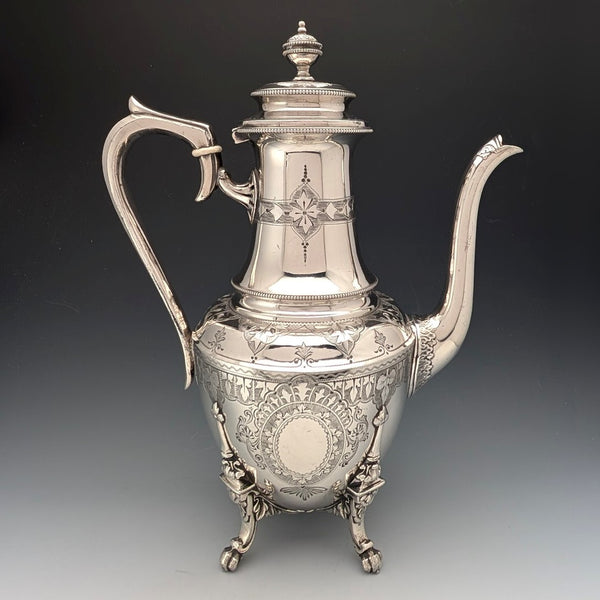 Antique French silver plate coffee pot