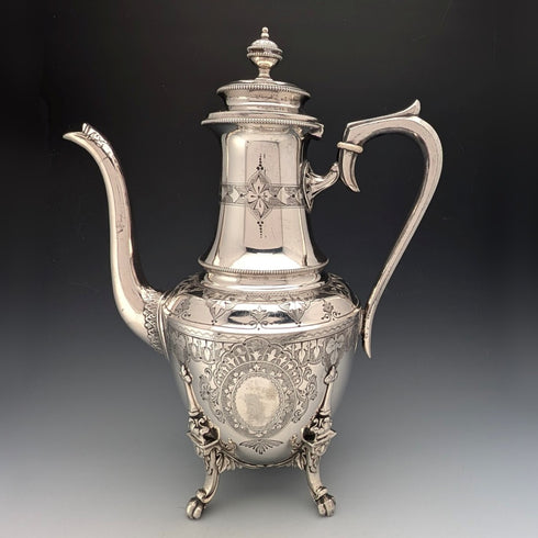Antique French silver plate coffee pot