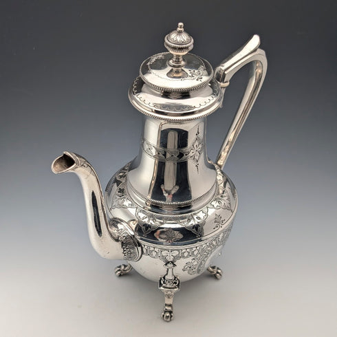 Antique French silver plate coffee pot