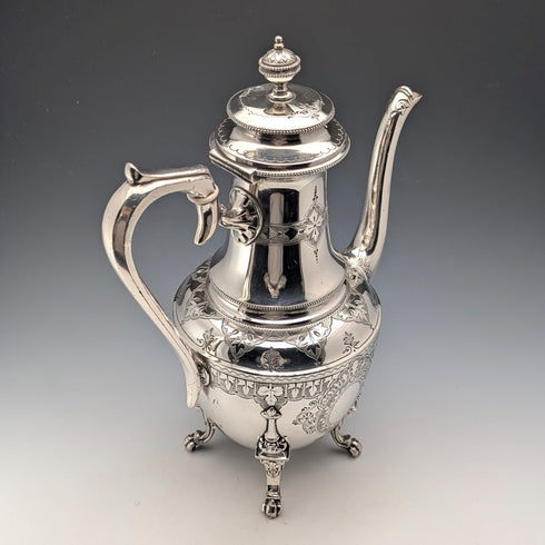 Antique French silver plate coffee pot