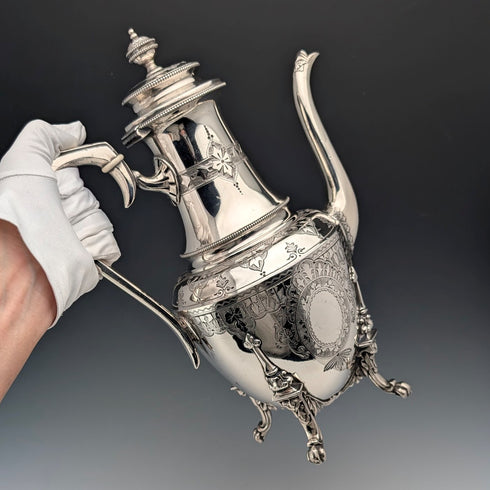 Antique French silver plate coffee pot