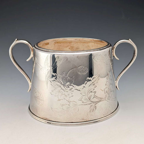 Antique British silver plate tea set, 3 piece set, GRAINGER & CAMPBELL