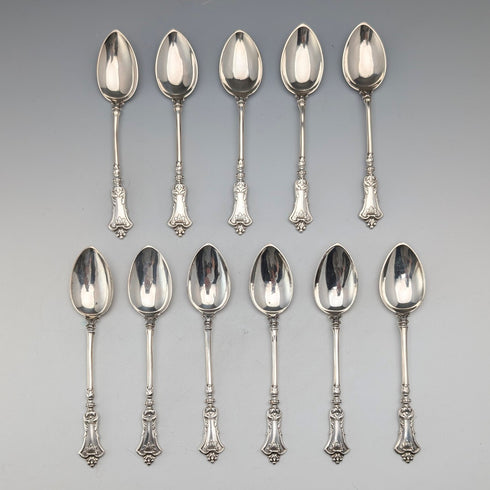German antique 800 silver tea spoon set of 11, total 101g