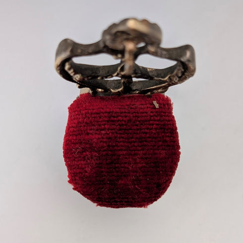 1920s Antique Brass Chair Pocket Watch Holder with Red Velvet Sheet