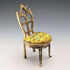 1920s Antique Brass Chair-Shaped Pocket Watch Holder with Yellow Embroidered Seat