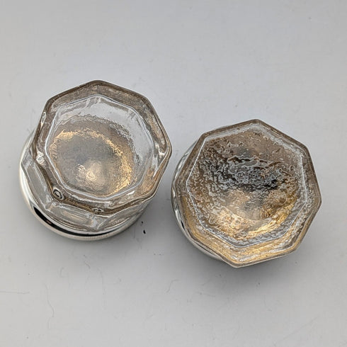 1916 年英國古董銀蓋迷你玻璃罐一對 Jones & Crompton