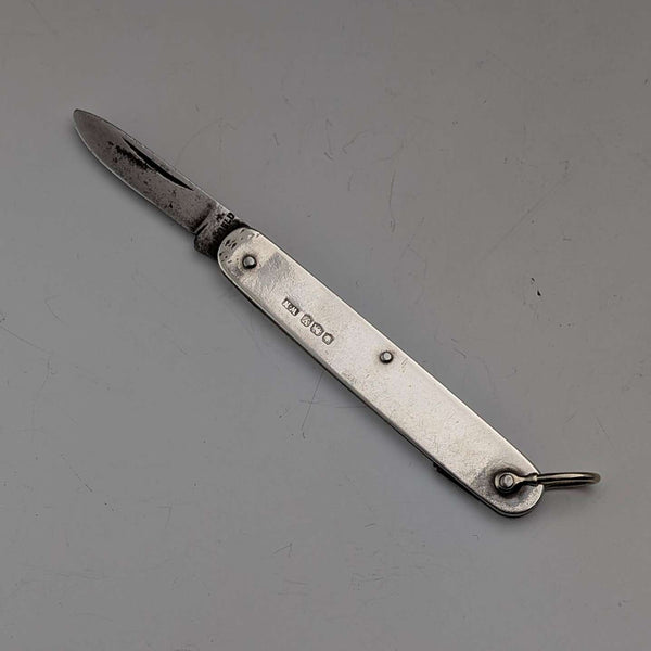 1941 British vintage sterling silver handle steel blade folding knife William Needam