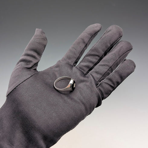 1987年 英国ヴィンテージ 純銀製シグネットリング オニキス(20号) 指輪