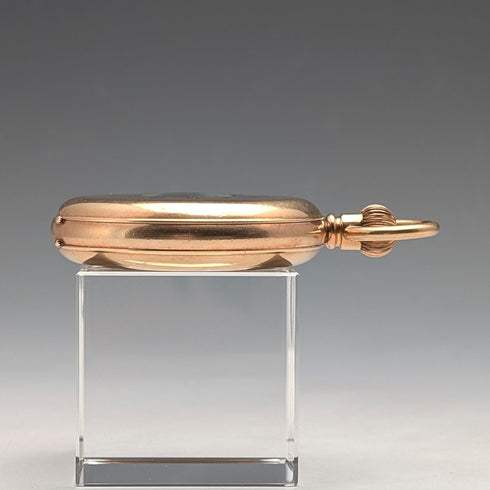 英国アンティーク ラッセル 懐中時計 金張りハーフハンターケース 動作良好