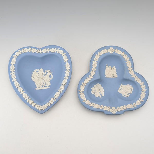 Vintage British Wedgwood Jasperware dish pair in pale blue