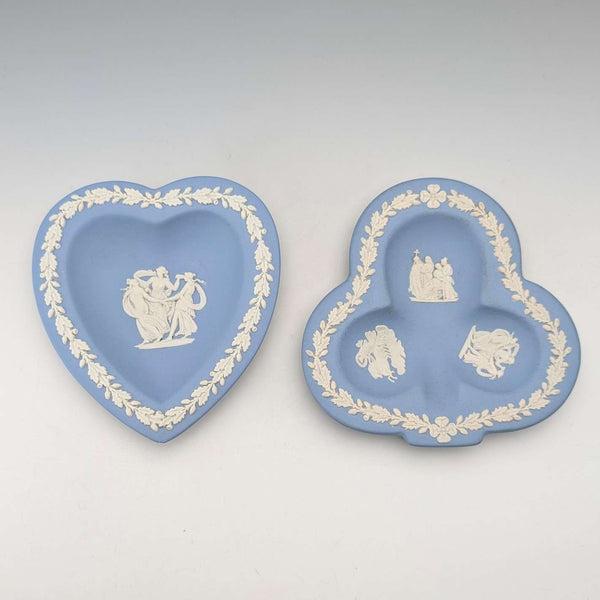 Vintage British Wedgwood Jasperware dish pair in pale blue