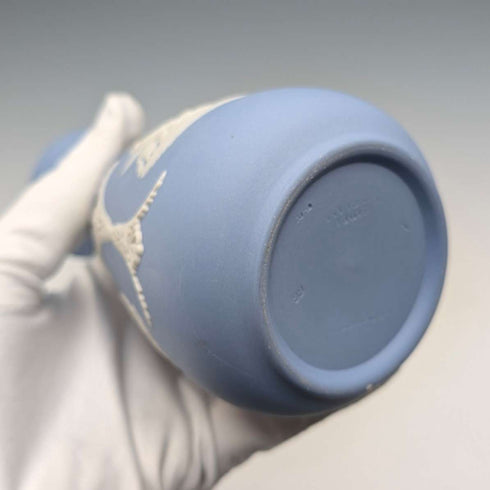 British vintage Wedgwood Jasperware vase in pale blue