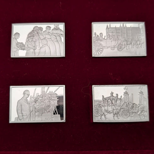 1977年 英国 純銀製 ジュビリーインゴット25個セット 計641g 木箱入り John Pinches