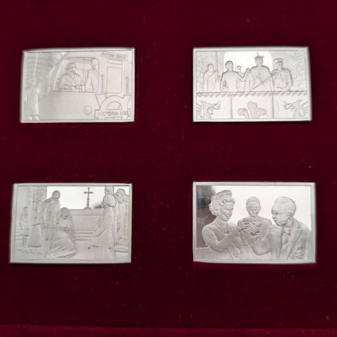 1977年 英国 純銀製 ジュビリーインゴット25個セット 計641g 木箱入り John Pinches