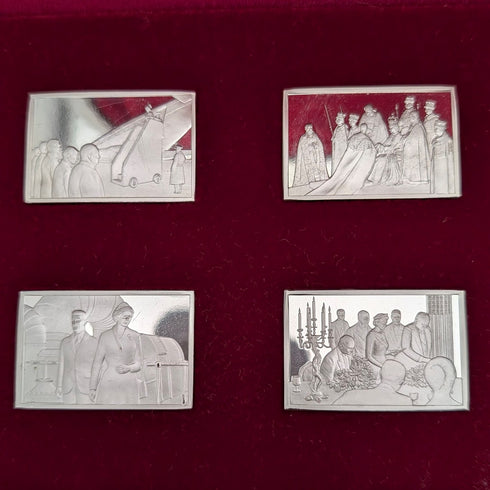 1977年 英国 純銀製 ジュビリーインゴット25個セット 計641g 木箱入り John Pinches