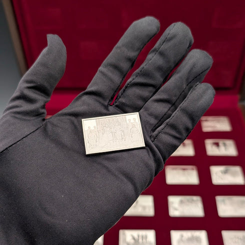 1977年 英国 純銀製 ジュビリーインゴット25個セット 計641g 木箱入り John Pinches