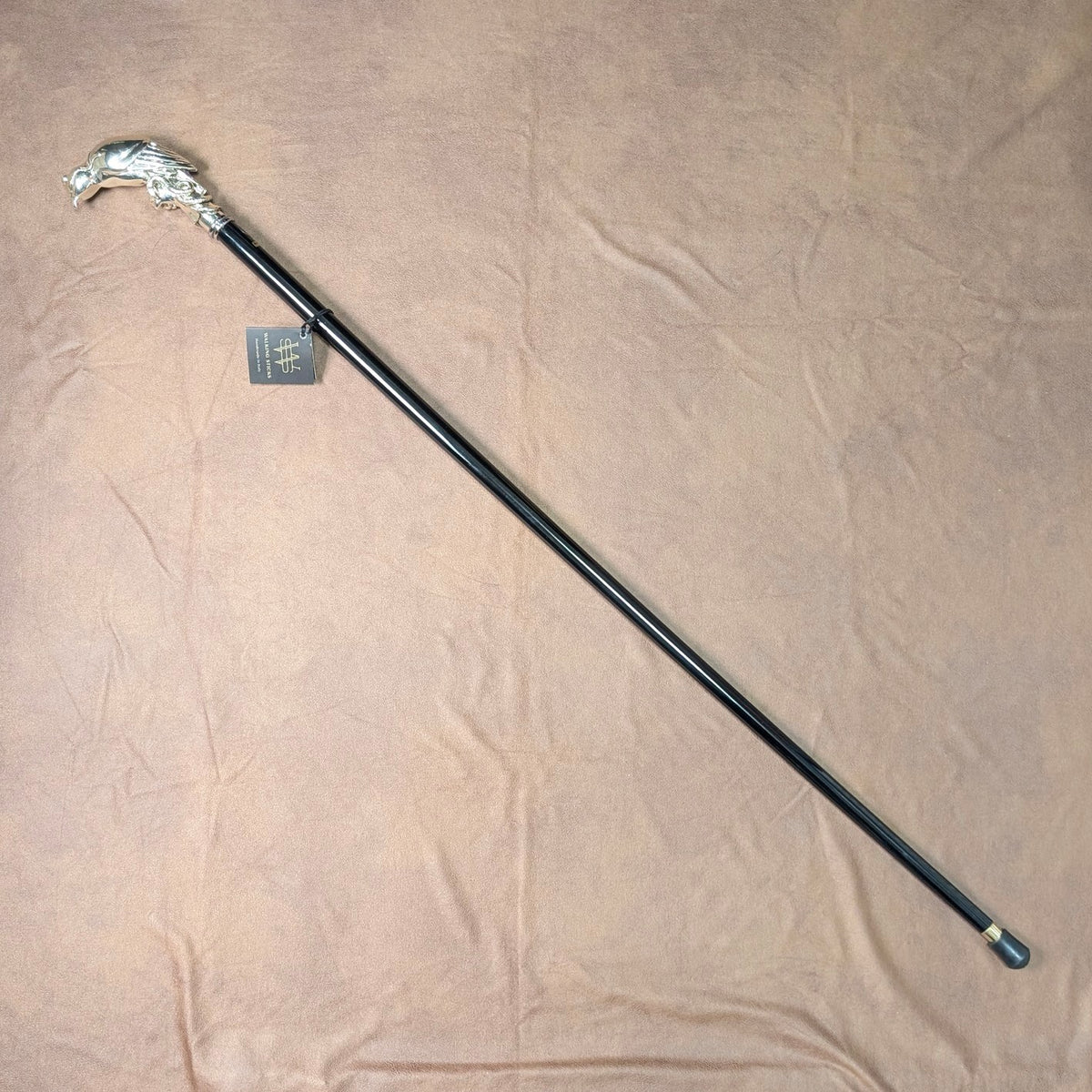 【新品】イタリア製 純銀製 ファルコンハンドル シャフト ステッキ 杖 97cm イタリア製 純銀製 ファルコンハンドル シャフト ステッキ 杖
