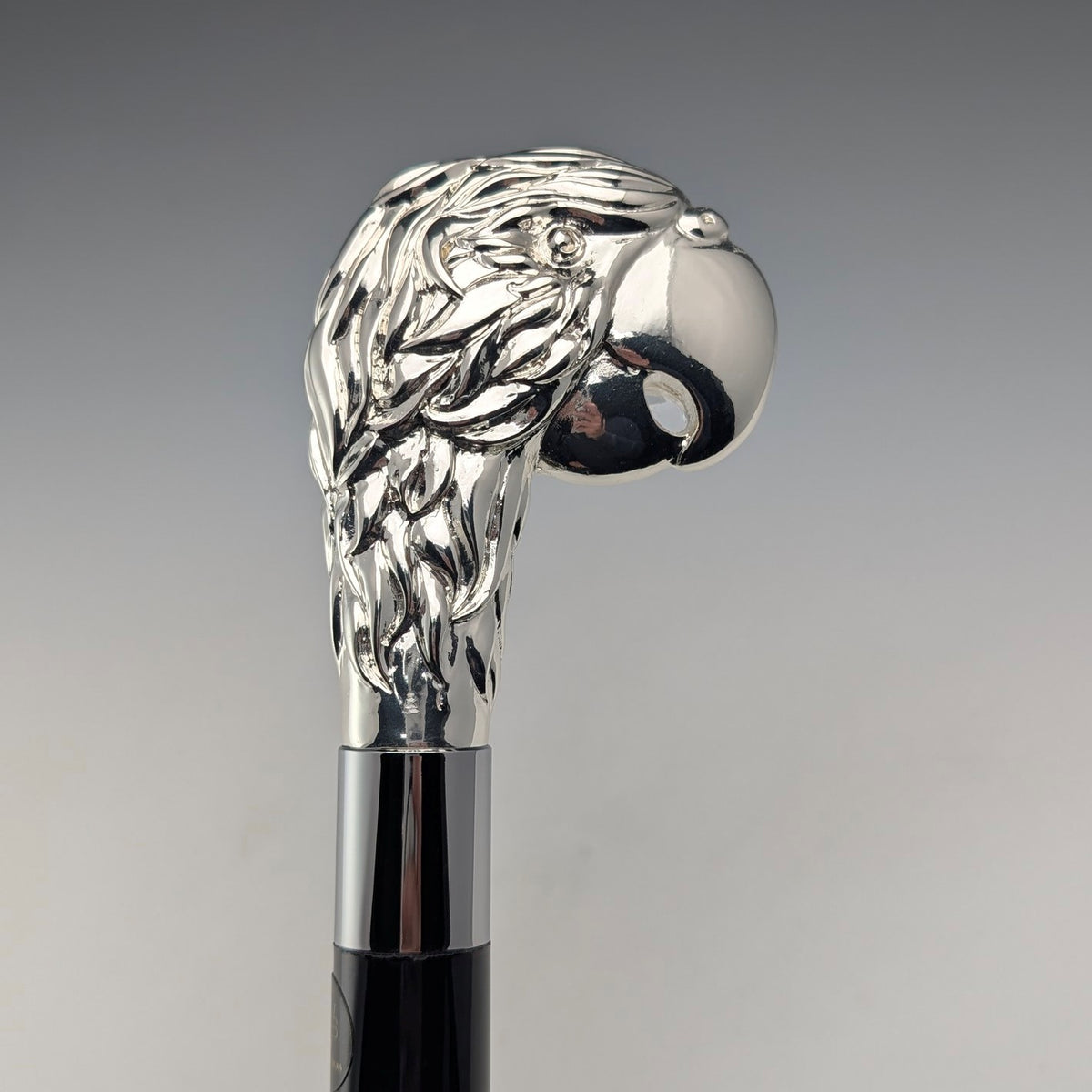 【新品】イタリア製 純銀製 パロットヘッドハンドル シャフト ステッキ 杖 94cm 新品】イタリア製 純銀製 パロットヘッドハンドル シャフト