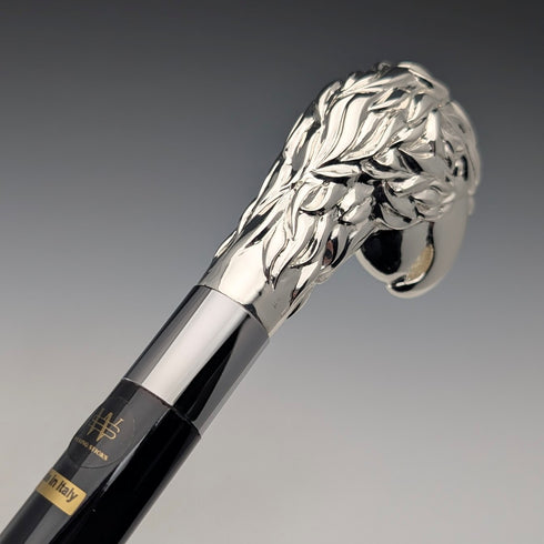 【新品】イタリア製 純銀製 パロットヘッドハンドル シャフト ステッキ 杖 94cm