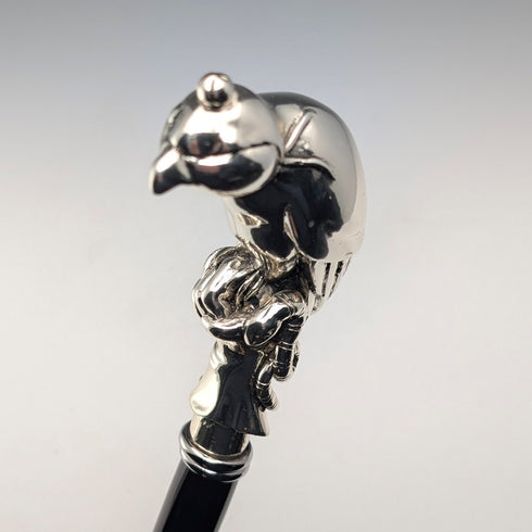 【新品】イタリア製 純銀製 ファルコンハンドル シャフト ステッキ 杖 97cm