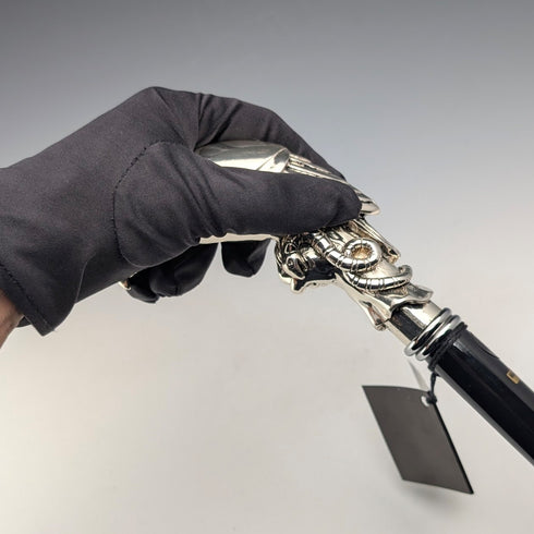 【新品】イタリア製 純銀製 ファルコンハンドル シャフト ステッキ 杖 97cm