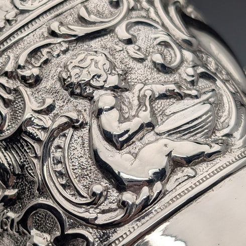 1900 British antique silver plate mug JP&S