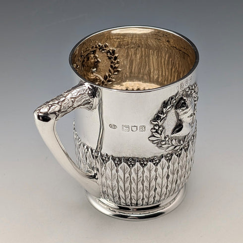 1896 Queen Victoria Diamond Jubilee Sterling Silver Mug 161g Frederick Augustus Burridge