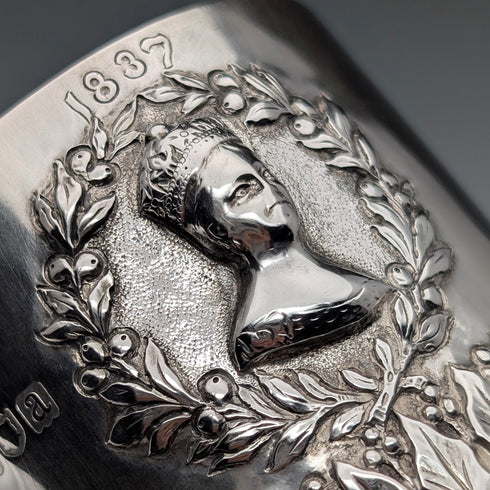 1896 Queen Victoria Diamond Jubilee Sterling Silver Mug 161g Frederick Augustus Burridge
