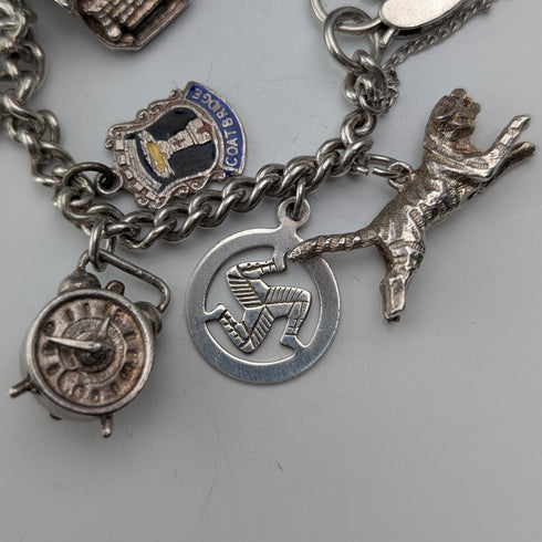 英國復古純銀手鍊,48克,掛鎖扣